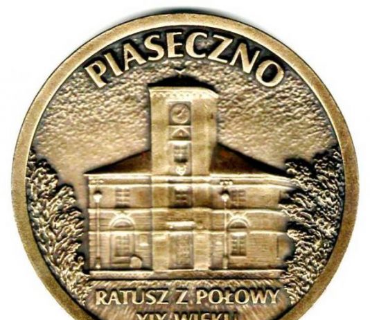 Rewers - medalu z okazji 580 rocznicy nadania praw miejskich dla Piaseczna
