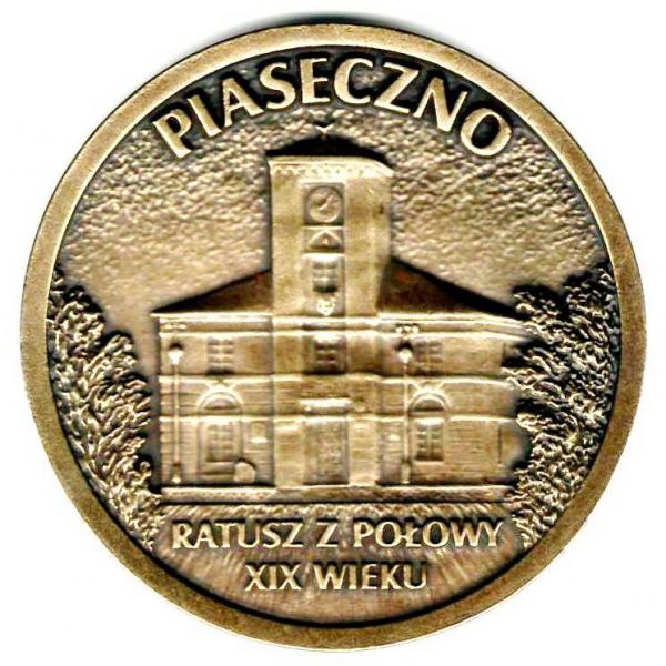Rewers - medalu z okazji 580 rocznicy nadania praw miejskich dla Piaseczna