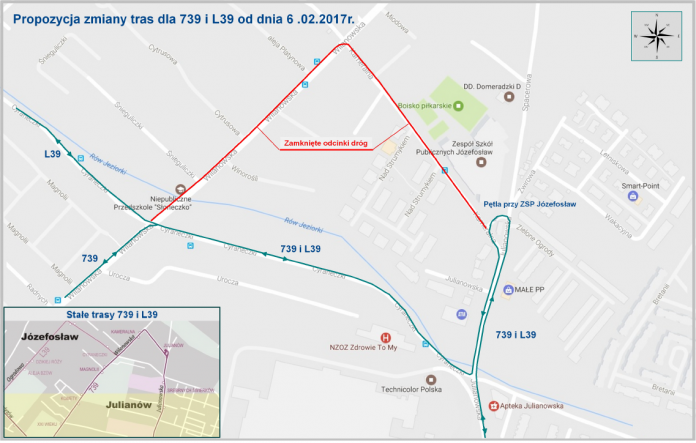 Zmiana tras linii 739 i L39 od 6 lutego
