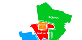 Mapa obszarów budżetu obywatelskiego Piaseczna