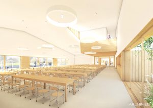 Nowoczesne wnętrza projektowanej szkoły w Julianowie - wizualizacja ARCHIMED