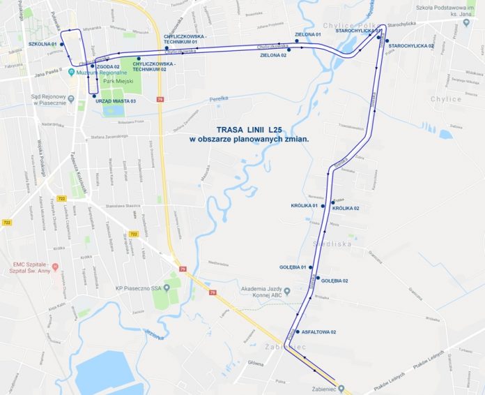 WSTRZYMANE zostały planowane zmiany tras linii L24 i L25 Mapka L25