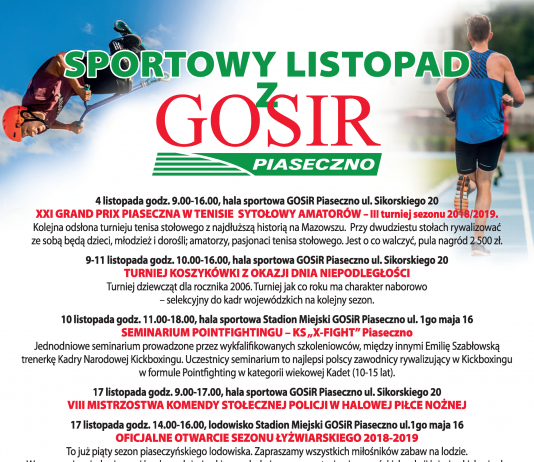 Sportowy listopad z GOSiR Piaseczno