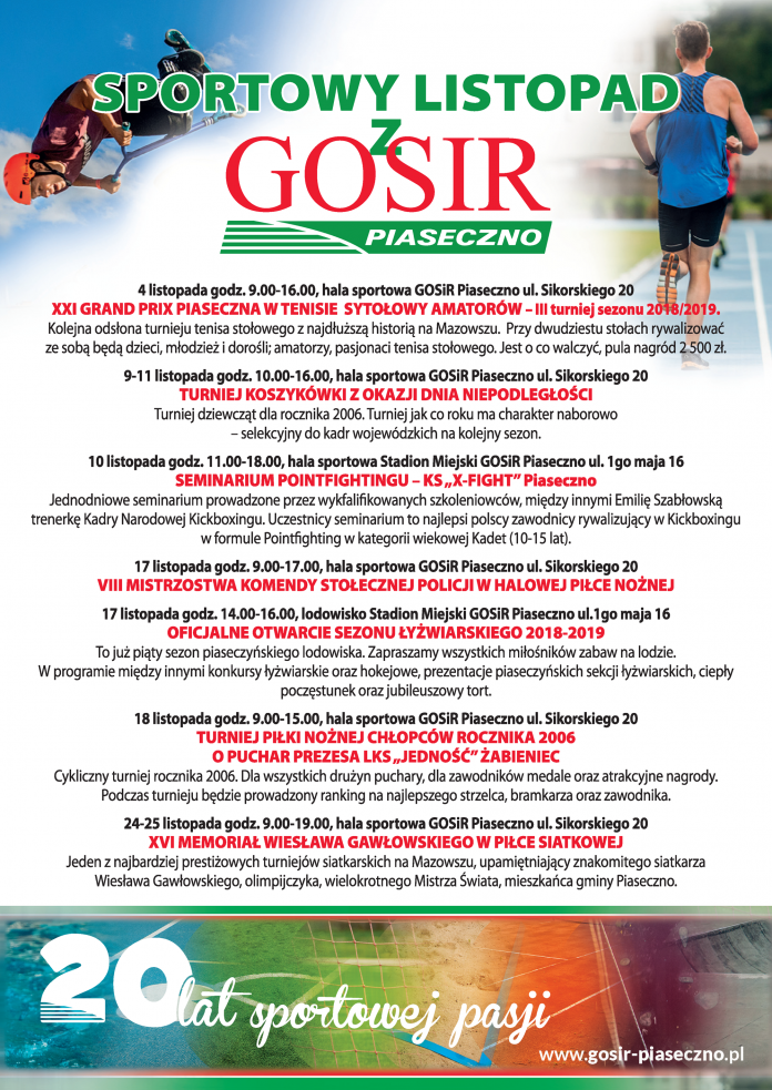 Sportowy listopad z GOSiR Piaseczno Sportowy listopad z GOSiR Piaseczno