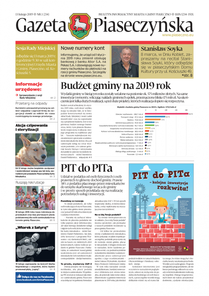 Gazeta Piaseczyńska nr 1/2019 Gazeta Piaseczyńska nr 1/2019