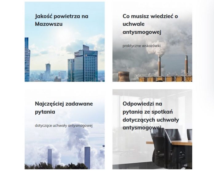 Portal o ochronie powietrza na Mazowszu, źródło: http://www.powietrze.mazovia.pl/