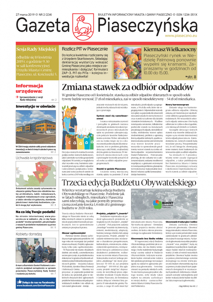 Gazeta Piaseczyńska nr 2/2019 Gazeta Piaseczyńska nr 2/2019