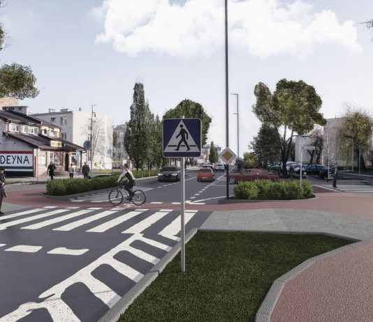 Wizualizacja bezpieczne drogi dla rowerzystów w centrum Piaseczna