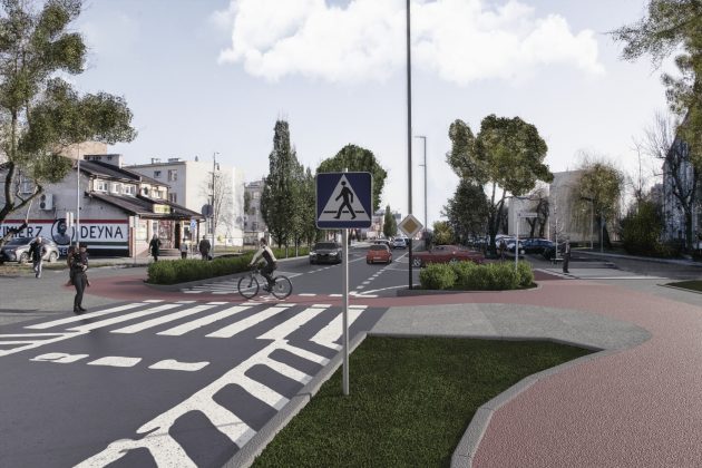 Wizualizacja bezpieczne drogi dla rowerzystów w centrum Piaseczna