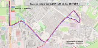Zmiana tras linii komunikacji publicznej 739 i L39 na czas remontu skrzyżowania Julianowska i Geodetów w Józefosławiu