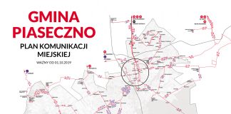 Mapa komunikacja gminy Piaseczno od 1 października 2019