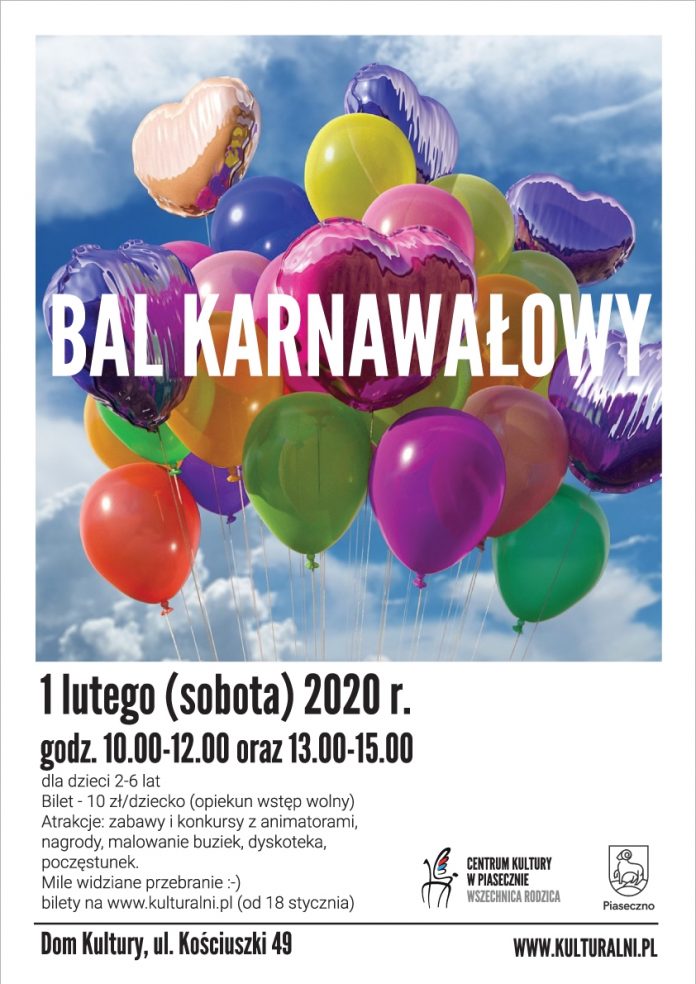 Bal Karnawałowy dla dzieci 2-6 lat w Domu Kultury w Piasecznie