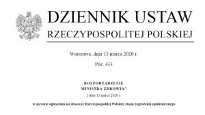 Rozporządzenie Ministra Zdrowia w sprawie ogłoszenia na obszarze Rzeczypospolitej Polskiej stanu zagrożenia epidemicznego