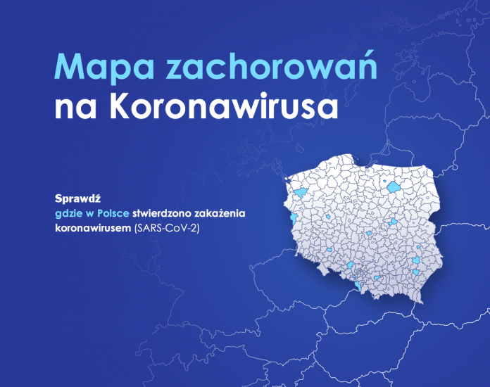 Mapa zarażeń koronawirusem w Polsce SARS-CoV-2