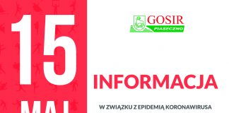 INFORMACJA: zamknięcie obiektów GOSiR do 15 maja 2020 r.