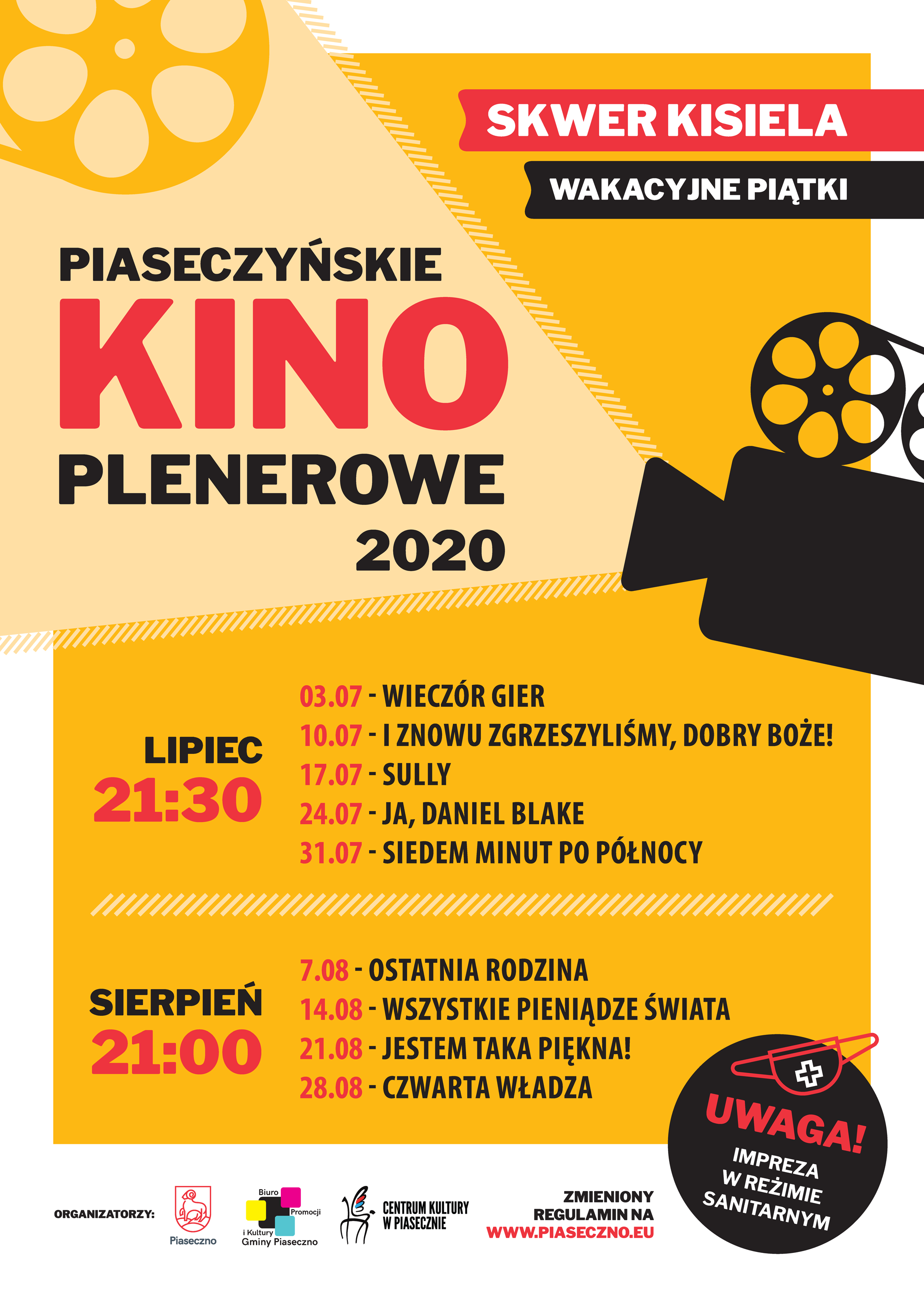 Piaseczyńskie Kino Plenerowe - skwer Kisiela Piaseczno 2020