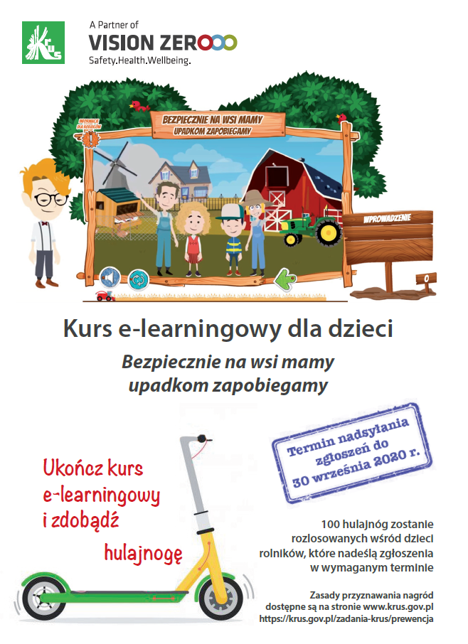 Kurs e-learningowy dla dzieci „Bezpiecznie na wsi mamy – upadkom zapobiegamy”