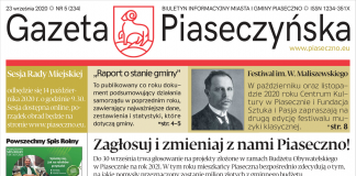 Pierwsza strona Gazety Piaseczyńskiej nr 5/2020