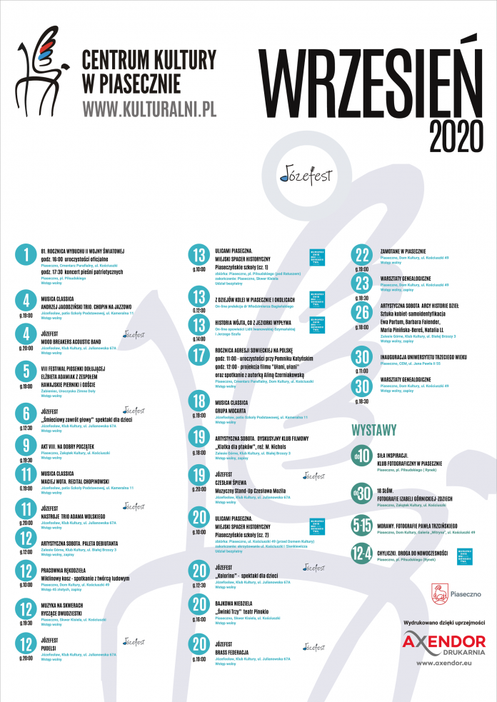 Wykaz kulturalnych propozycji na wrzesień 2020