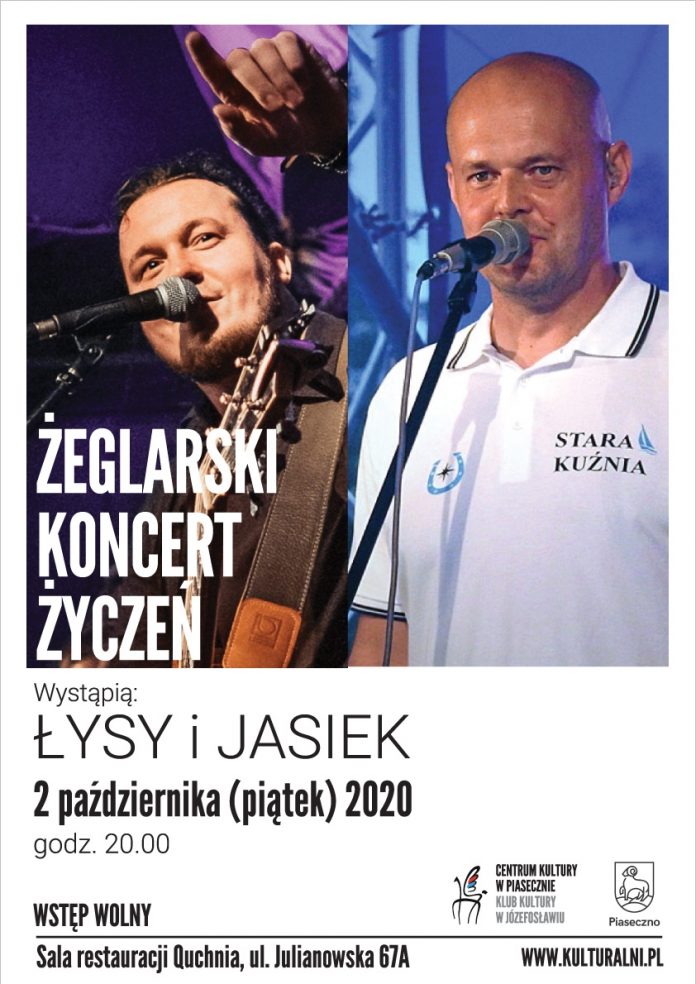 Plakat wydarzenia Łysy i Jasiek w Żeglarskim Koncercie Życzeń w Józefosławiu