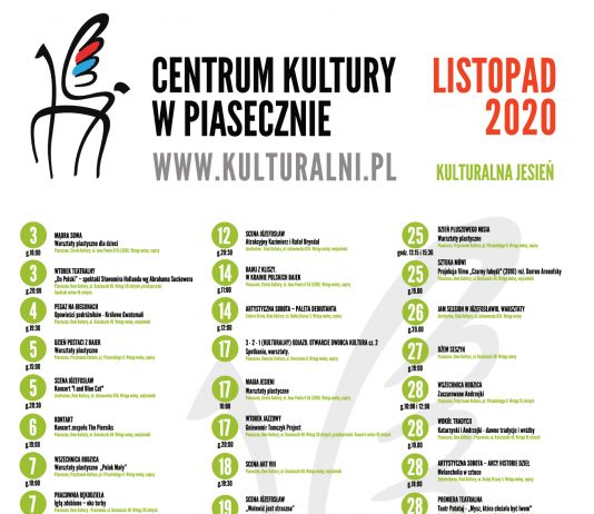 KALENDARIUM WYDARZEŃ CENTRUM KULTURY LISTOPAD 2020
