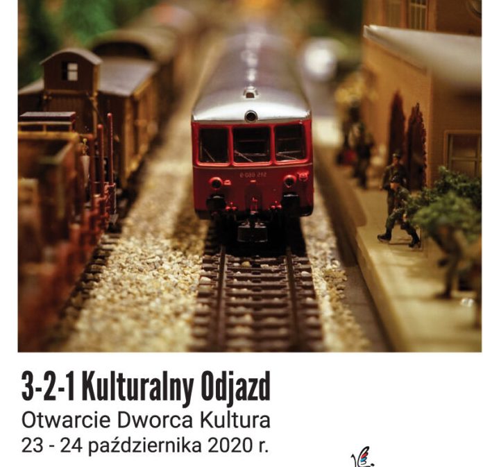 3-2-1 Otwarcie Dworca Kultura KULTURALNY Odjazd - plakat na otwarcie Dworca Kultura