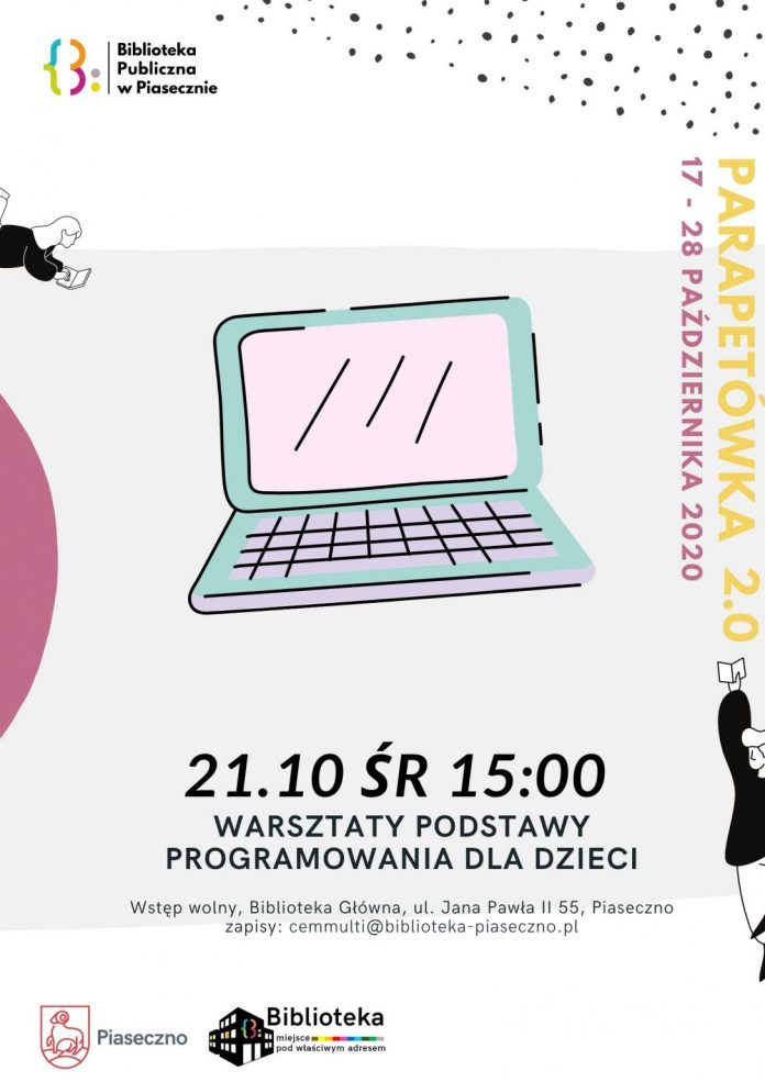 Ilustracja. Warsztaty Podstawy programowania dla dzieci w Bibliotece Głównej w Piasecznie