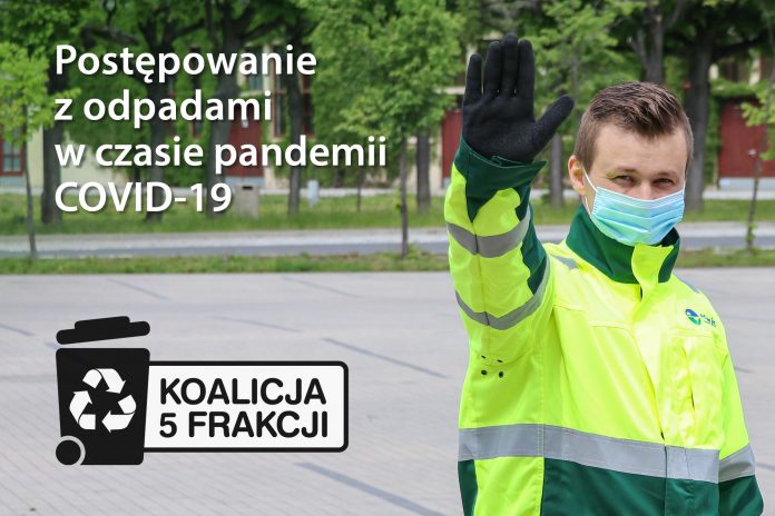 Postępowanie z odpadami w czasie pandemii COVID-19 Ilustracja. Postępowanie z odpadami w czasie pandemii COVID-19