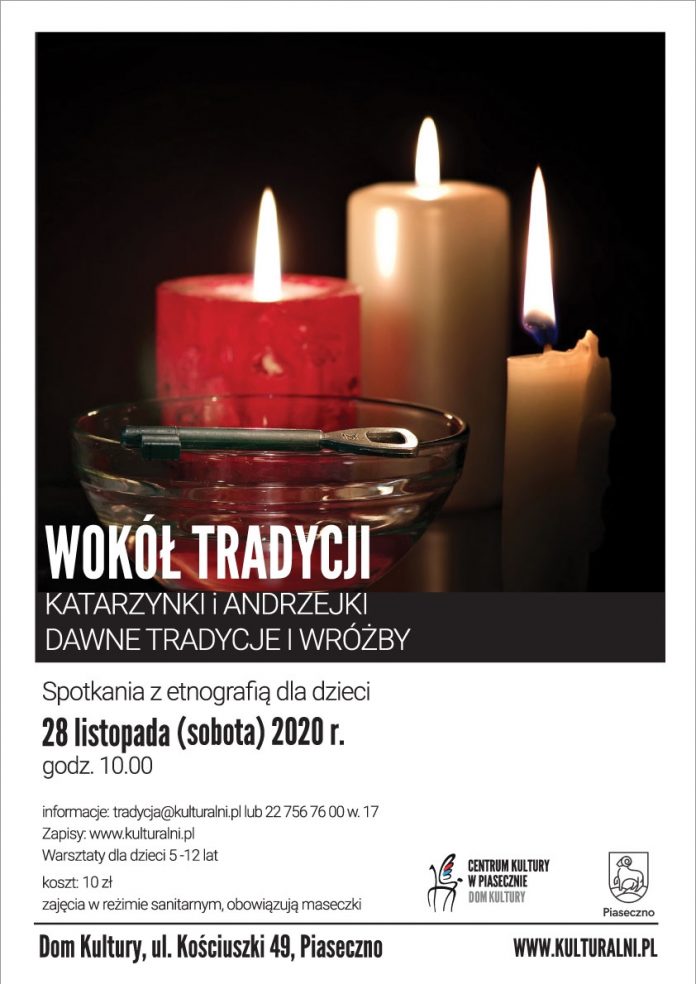 Plakat wydarzenia Wokół Tradycji. Katarzynki i Andrzejki. Dawne Tradycyjne Wróżby