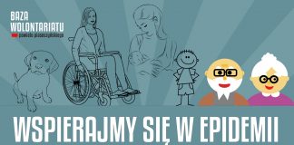 Plakat akcji Wspierajmy się w epidemii - Baza Wolontariatu Powiatu Piaseczyńskiego