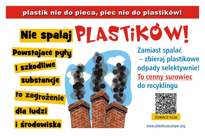 Banner akcji Plastik nie do pieca - piec nie do plastiku / w trosce o czyste powietrze