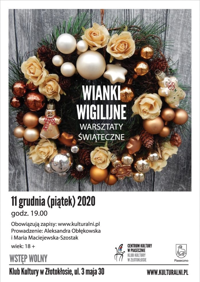 Plakat wydarzenia Wianki Wigilijne - warsztaty online z tworzenia wieńców wigilijnych