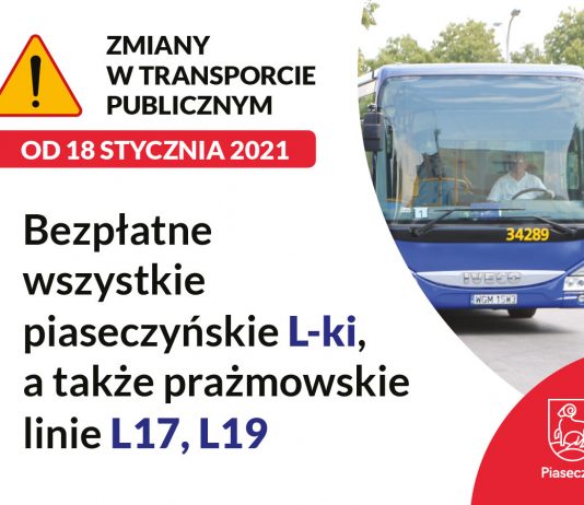 Linie tzw. prażmowskie bezpłatne od 18 stycznia dla posiadaczy Piaseczyńskiej Karty Mieszkańca.