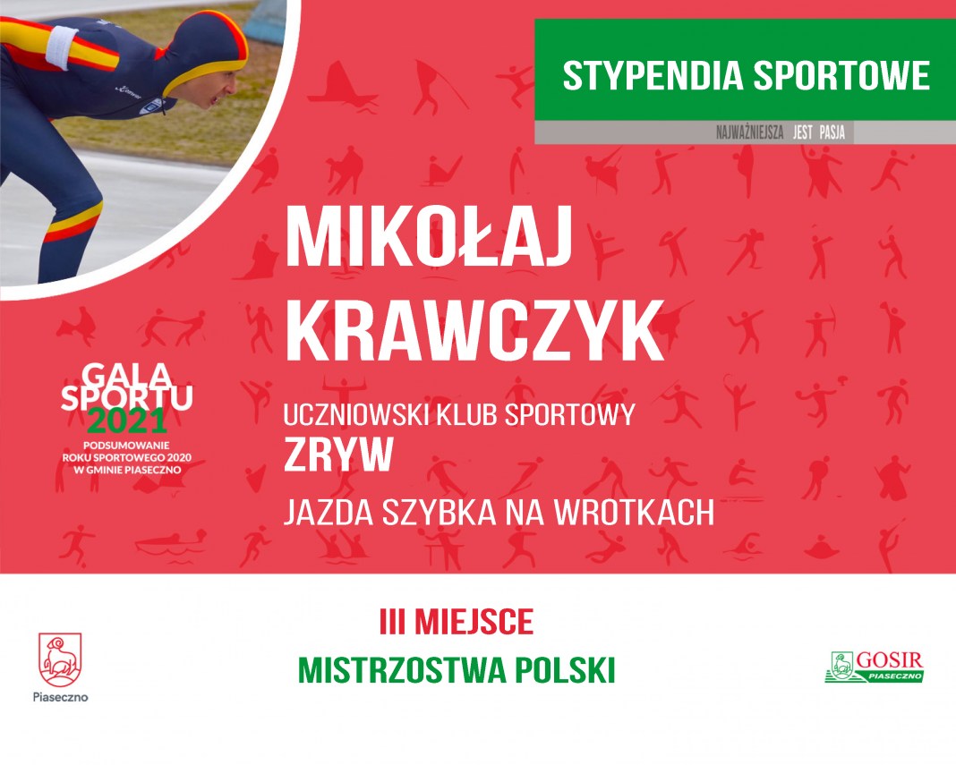 Mikołaj Krawczyk Uczniowski Klub Sportowy Zryw jazda szybka na wrotkach