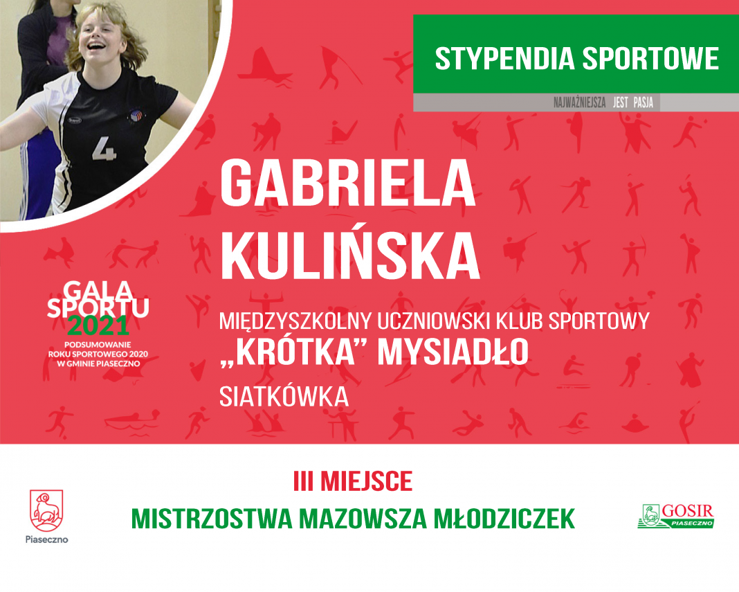 Gabriela Kulińska MUKS "Kr&oacute;tka MYSIADŁO siatk&oacute;wka / piłka siatkowa