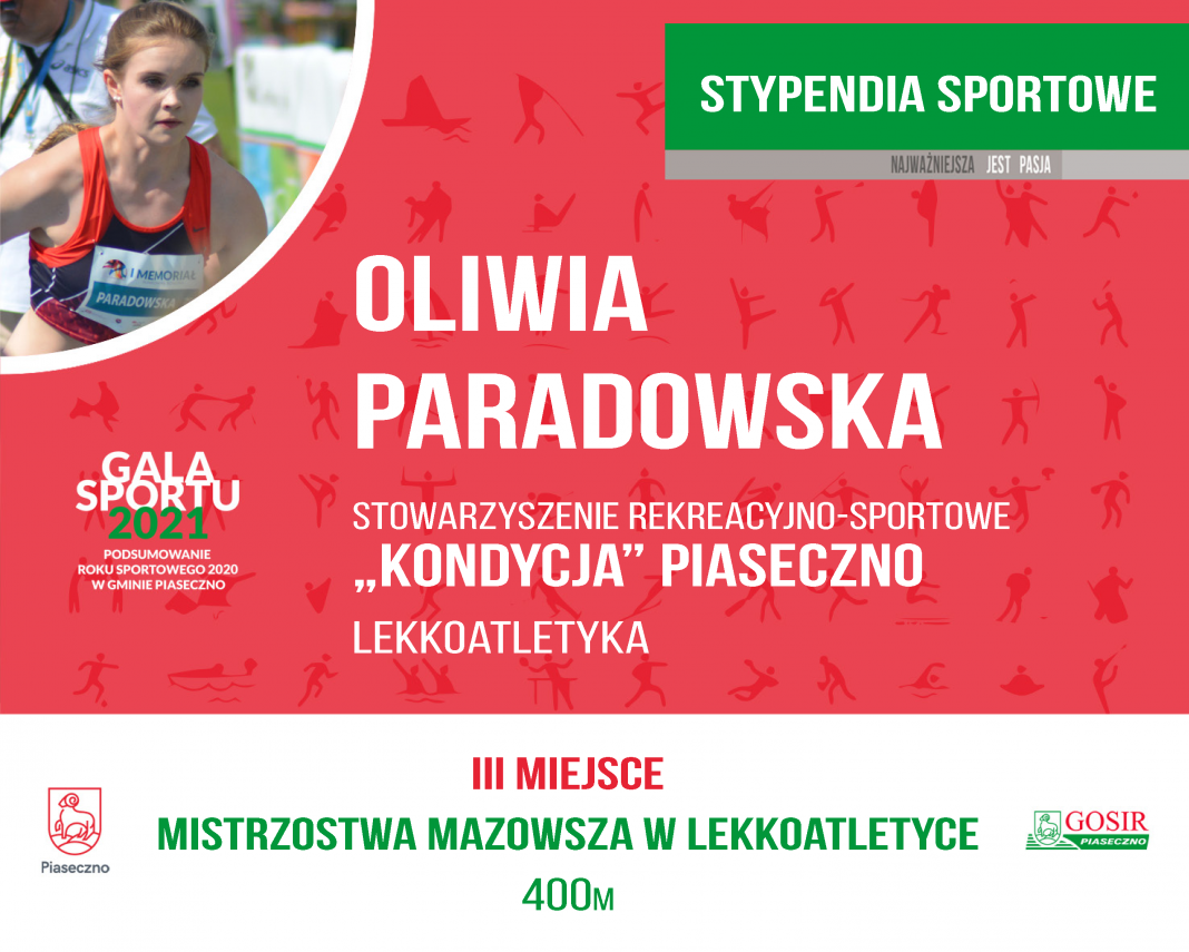 Oliwia Paradowska Stowarzyszenie Rekreacyjno - Sportowe KONDYCJA lekkoatletyka