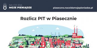 Plakat PIT Piaseczno 2021. Pieniądze do nas wracają. Na co idą moje pieniądze.
