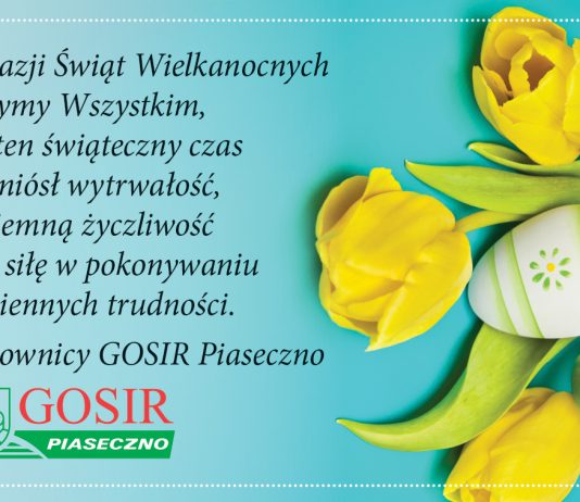 Ilustracja. Wesołych Świąt Wielkanocnych. Życzenia wielkanocne GOSiR Piaseczno.