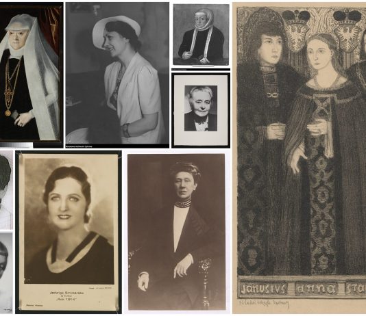 Kolaż zdjęć/grafik kobiet, które zapisały się w historii Piaseczna