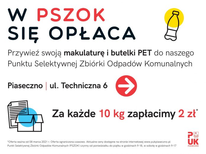 Ilustracja. Skup makulatury i butelek PET w PSZOK Piaseczno