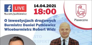 Facebook Live z burmistrzem Danielem Putkiewiczem oraz wiceburmistrzem Robertem Widzem o inwestycjach drogowych 14 kwietnia 2021 roku o godz. 18.00