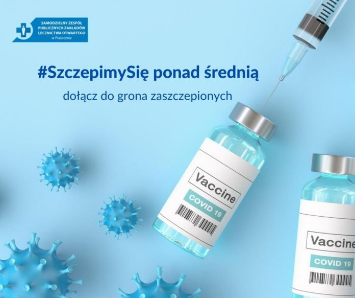Ilustracja. #SzczepimySię ponad średnią - dołącz do grona zaszczepionych mieszkańców gminy Piaseczno