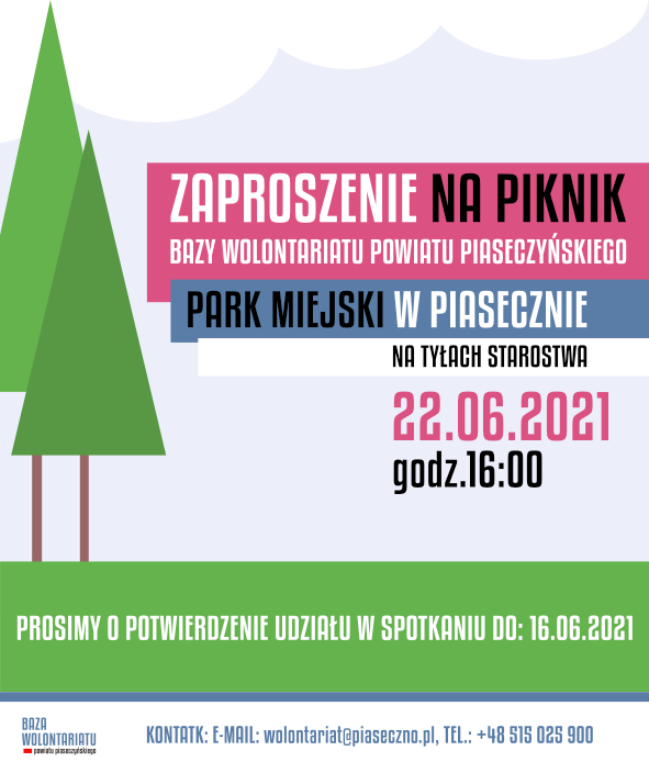 Plakat wydarzenia Piknik Bazy Wolontariatu Powiatu Piaseczyńskiego