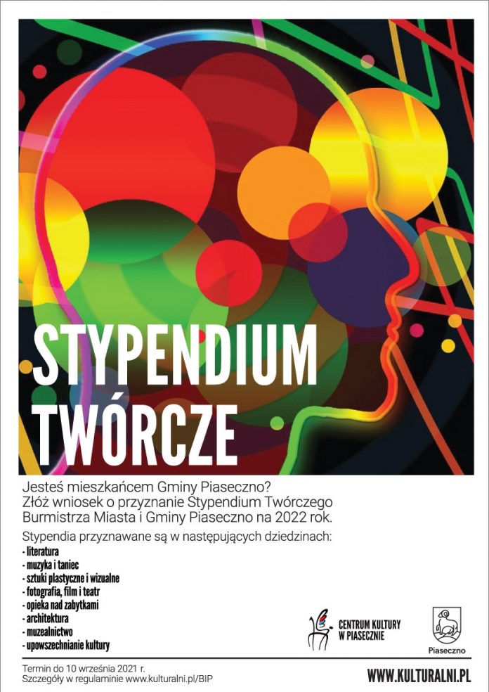 Plakat Stypendium Twórczego Burmistrza Miasta i Gminy Piaseczno na 2022 rok