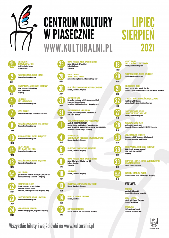 Plakat zbiorowy Kulturalny lipiec i sierpień 2021