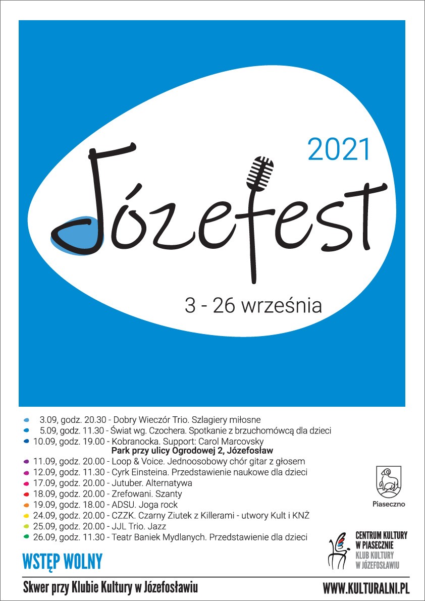 Plakat wydarzenia JÓZEFEST W JÓZEFOSŁAWIU 2021