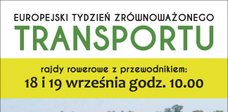 Plakat wydarzenia Europejski Tydzień Zrównoważonego Transportu 2021 - rajdy rowerowe z przewodnikiem