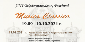 Plakat wydarzenia XIII Międzynarodowy Festiwal Musica Classica 2021 Gmina Piaseczno