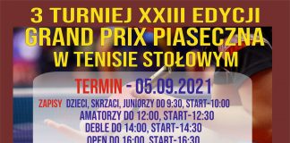 Grand Prix Piaseczna w tenisie stołowym - 5 września 2021r.