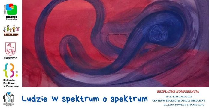 Konferencja "Ludzie w spektrum autyzmu". Plakat zapowiadający konferencję z fragmentem obrazu Mai Szcześniak.